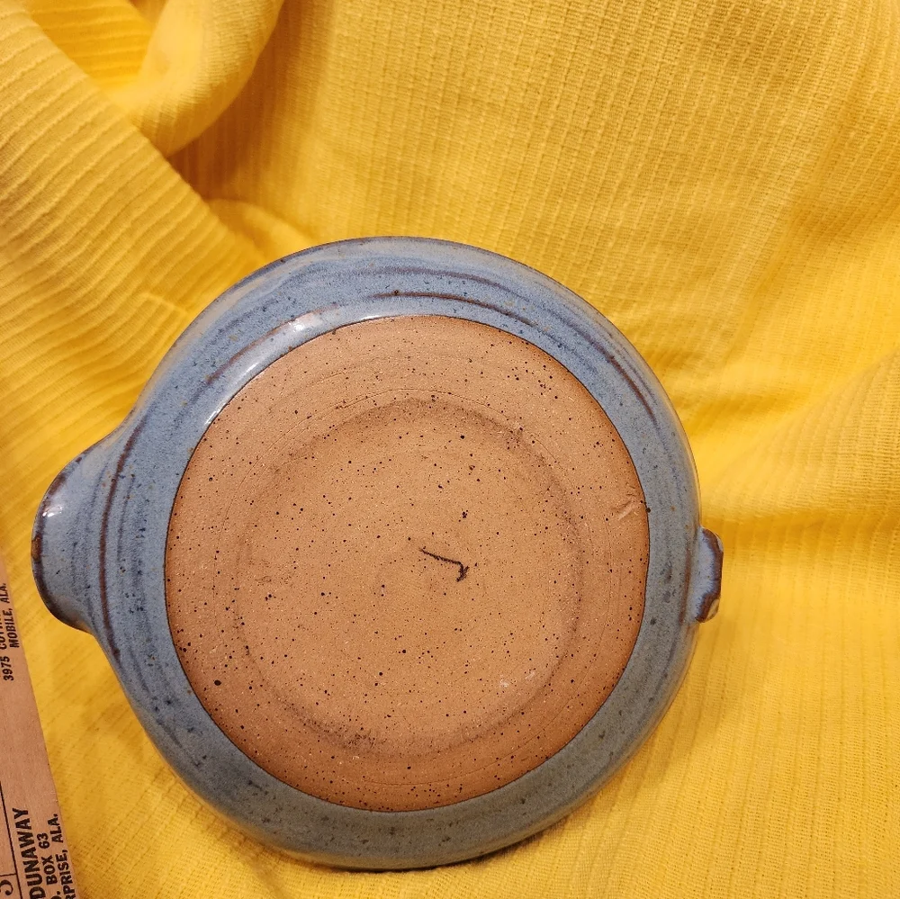 Hand Thrown Pottery Blue Bacon Cooker